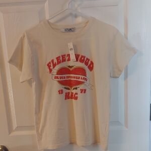 Anthropologie LetLuv White Fleetwood Mac Tee with Red Graphic NWT